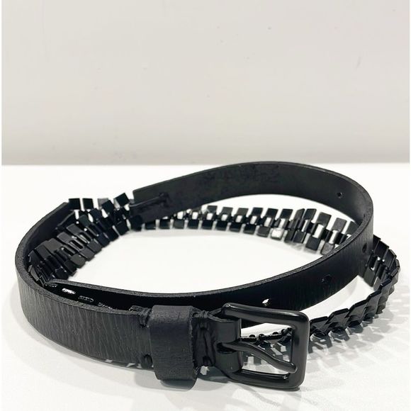 Fossil Other - Fossil Genuine Leather Lucite Link Belt Black Small Women